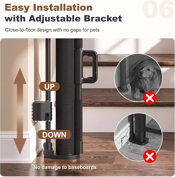 GRENFU Reinforced 100 Inch Wide Retractable Baby Gates 33" Tall, Long Dog Gate Retractable Gate with Support Rods to Prevent Crawling Through, Extra Wide Retractable Dog Gate for Indoor/Outdoor, Black