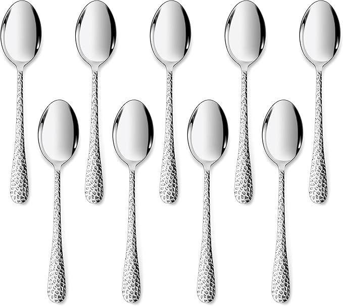 LIANYU 9PCS Kids Spoons Silverware Set, Stainless Steel Toddler Spoons for Soup, Dinner, Dessert, Children Silverware Flatware Set, Small Toddler Utensils Cutlery for Kids, Dishwasher Safe