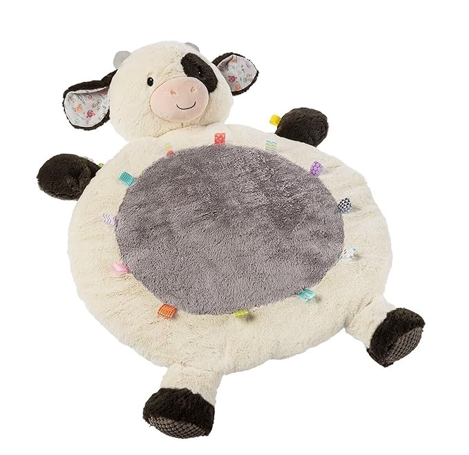 Taggies Floor Mat Tummy Time Baby Toddler Play Mats with Sensory Tags, 31 x 23-Inches, Buttercup Cow