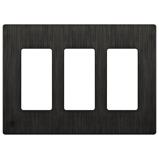 ENERLITES Elite Series Screwless Decorator Wall Plate Child Safe Outlet Cover, Gloss Finish, Size 3-Gang 4.68" H x 6.53" L, Unbreakable Polycarbonate Thermoplastic, SI8833-BDB, Brushed Dark Bronze