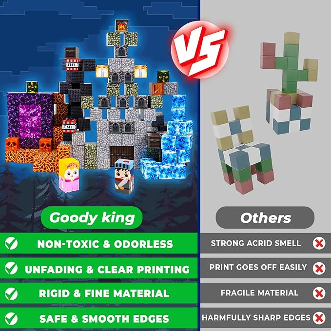Goody King 150 PCS Magnetic Building Blocks,Dark Castle Set Magnetic Blocks,Magnetic Toys for Kids, Sensory Toy for STEM Learning Toys for Kids 3+ Boys and Girls Christmas Birthday Easter Gifts