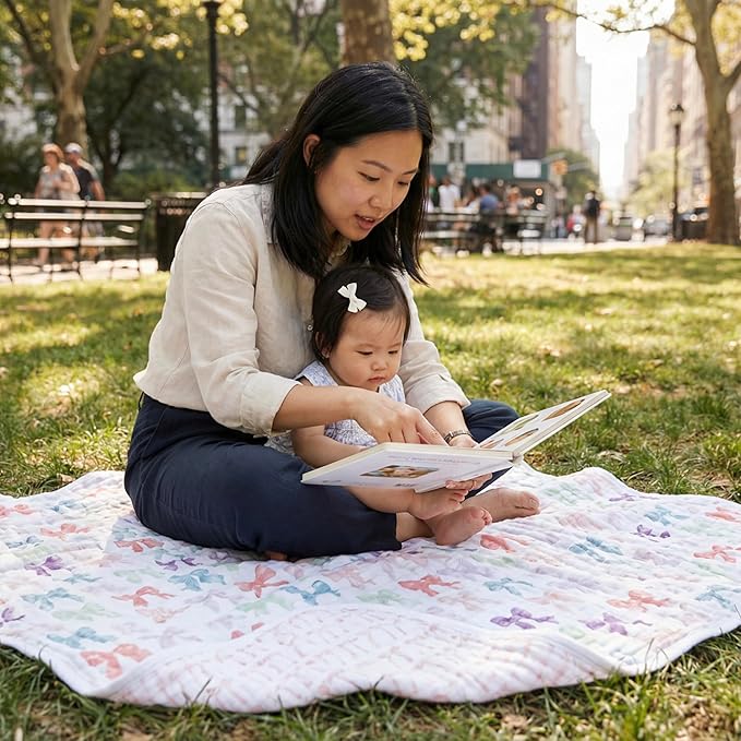 aden + anais 100% Organic Cotton Muslin Dream Blanket, Perfect for Babies, Infants and Toddlers, Crib Blanket, Nursery Essential, Bow Atelier