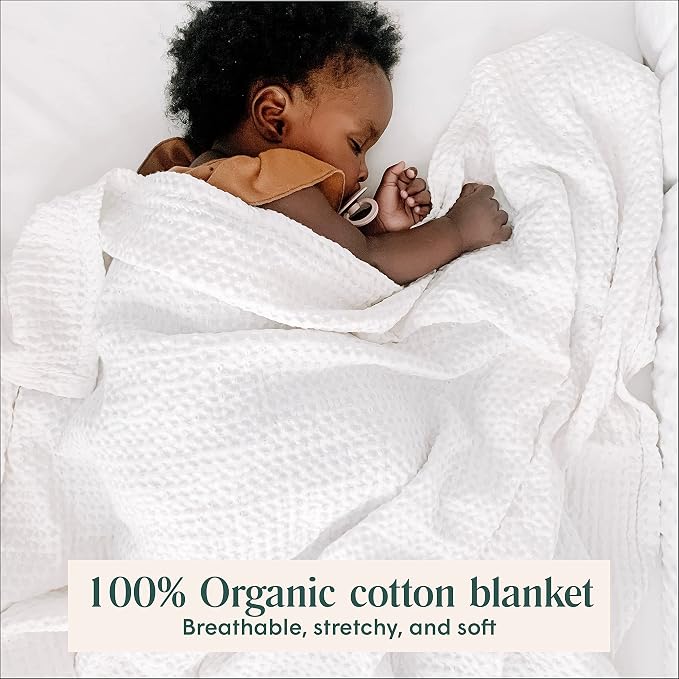 Simka Rose Waffle Baby Blanket Cotton Soft Breathable Swaddle Blanket for Nursery, Stroller & Crib Blanket - Baby Receiving Blankets for Boys & Girls Gender Neutral Toddler Blanket