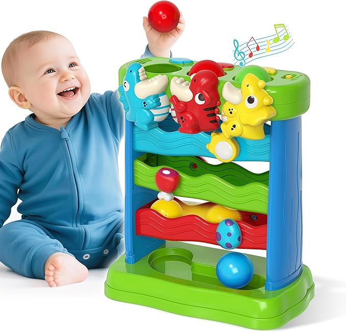 Toys for Toddlers 1 2 Years Old, Musical Montessori Toy for Baby 12-18 Months, Interactive Feeding Toys with Light, Cause and Effect Game for 12+ Months, Christmas Birthday Gifts for Boys Age 1-2