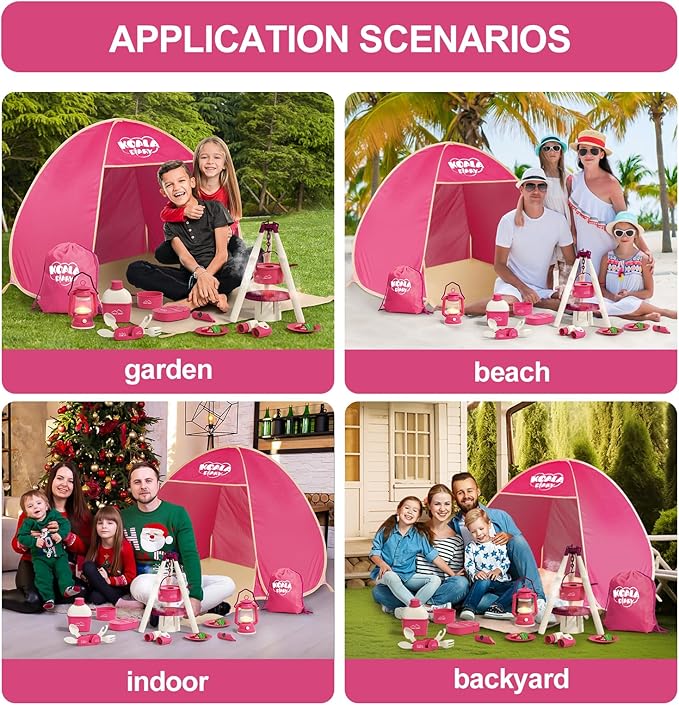 Kids Camping Set ??an Outdoor Campfire Toy Set Featuring a Tent, Oil lamp, Stove, and More,Gift Idea for Girls Age 3+ Year Old Birthday Christmas