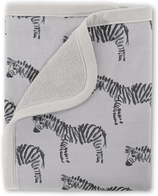 Oilo Baby Blanket, Luxury Soft Plush Backing & 100% Turkish Cotton Jersey Print, Double Layered, 30" x 40", Rolled Jersey Edge Trim, Machine Washable, Perfect for Infant or Toddlers, Zebra