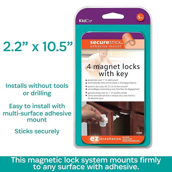 Kidco Magnet Lock Set - 4 Pack Magnetic Locks for Child Protection
