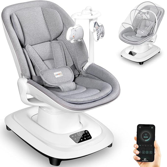 Baby Swings for Infants, Electric 3D-Motion Baby Swings with 7 Modes, 5-Point Harness, APP Control, 12 Preset Melodies, Indoor Toddler Swing for Boys Girls, Newborn Nursery Essentials (7-33lbs)