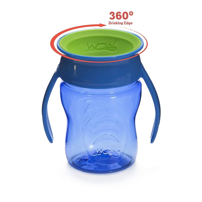 Wow Cup for Baby 360 Sippy Cup, 7 oz, 2 Pack (Blue/Green)