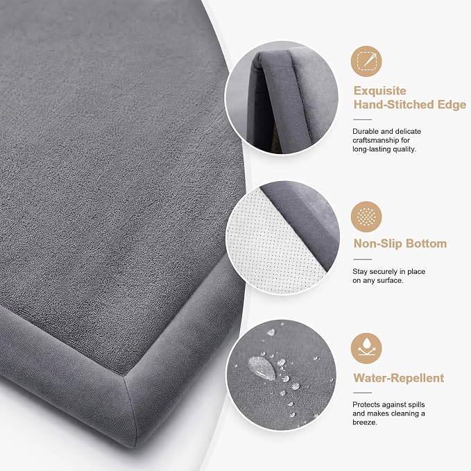Ultra Soft Baby Play Mat for Floor, 1.3" Thick Memory Foam Tummy Time Mat, Non-Slip Playpen Mat, Baby Playroom Rug, Crawling Mat for Babies,Toddlers, Infants, Kids (Dark Grey, 59"×39"×1.3")
