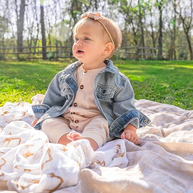 aden + anais Boutique Organic Swaddle Blanket 4-Pack – 100% Organic Cotton Muslin, Large, Soft, Breathable Receiving Blankets for Infants – Lightweight Multi-Use Baby Swaddles, Safari Dreams