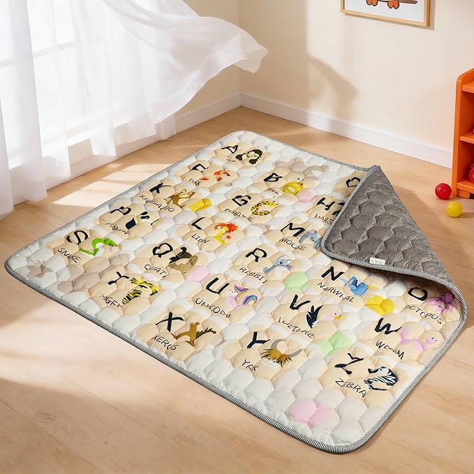 ENVTEK Baby Play Mat for Floor Playpen - 50" X 50" Playpen Mat,Thick One-Piece Crawling, Odorless Floor Mat, Non-Slip Cushioned Baby Playmat for Infants,Babies,Toddlers. Foldable and Machine Washable