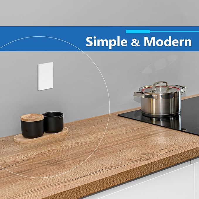 LIDER Blank Wall Plate, Temperature and Impact Resistant, UL Listed, Polycarbonate Thermoplastic, Screwless Design, Matte Finish, Modern Upgrade, Midsize, 1-Gang, 4.88??x 3.11?? White, 5 Pack
