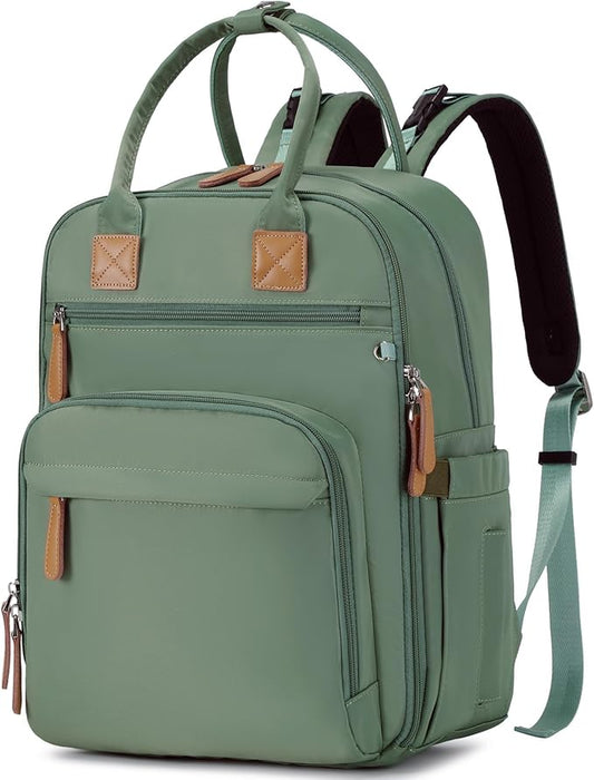 LORADI 18 Pockets Large Diaper Bag Backpack with 4 Insulated Pockets and Stroller Clips, Baby Shower Essentials (Green, Large)
