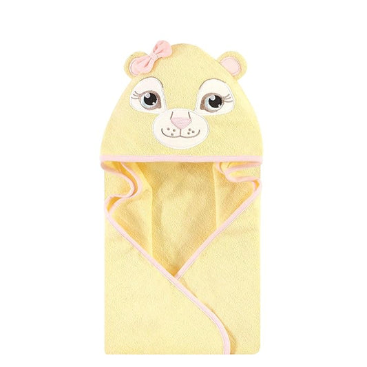 Hudson Baby Unisex Baby Cotton Animal Face Hooded Towel, Lion Girl, One Size