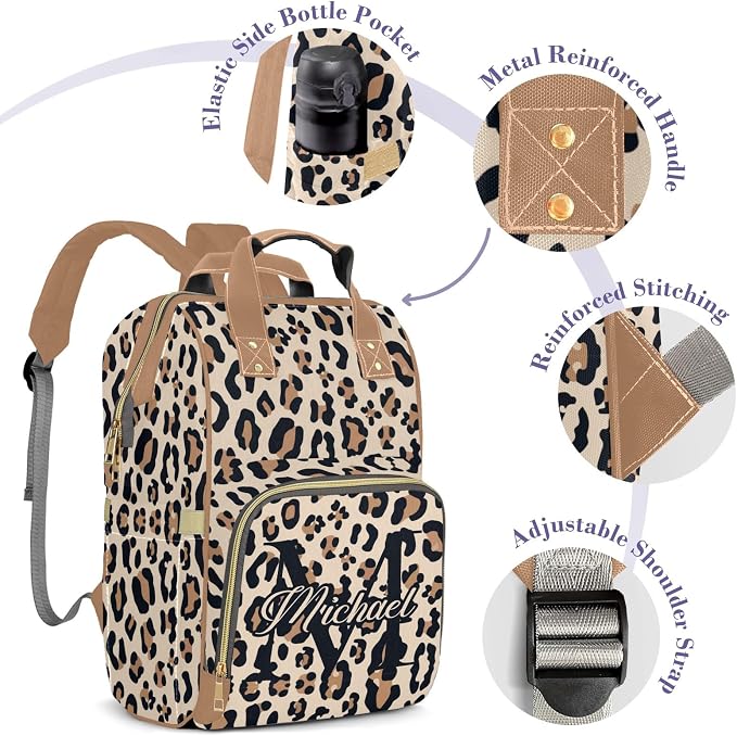 Custom Diaper Bag Backpack, Upgraded Large Capacity Baby Bag with Insulated Pockets, Personalized Diaper Changing Backpack for Boys & Girls, Floral