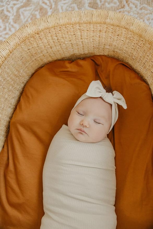 Copper Pearl Swaddle Blankets for Newborns | Soft Stretchy Receiving Blankets for Boys and Girls | Large 46 x 46 Inch Baby Blankets | Lightweight and Breathable Swaddles | Moonstone