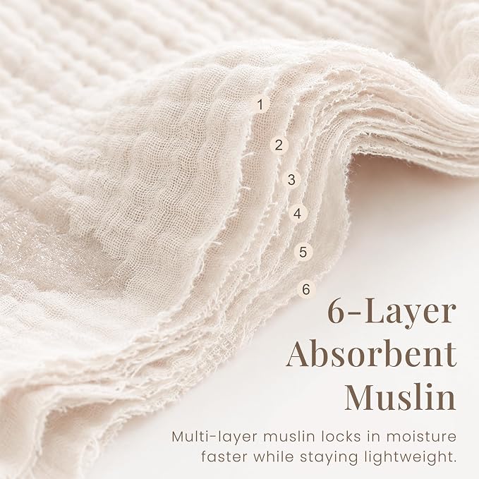 Konssy Muslin Baby Burp Cloths Sets for Unisex- 7 Pack Soft 100% Cotton Burping Clothes for Newborn，Baby Girls and Boys