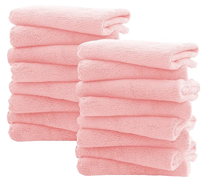 Spotted Play 16 Pack Burp Cloths for Baby - 20" by 10" Ultra Absorbent Burping Cloth, Newborn Towel - Milk Spit Up Rags - Burpy Cloths for Unisex, Boy, Girl - Burp Cloths Set (Pink)