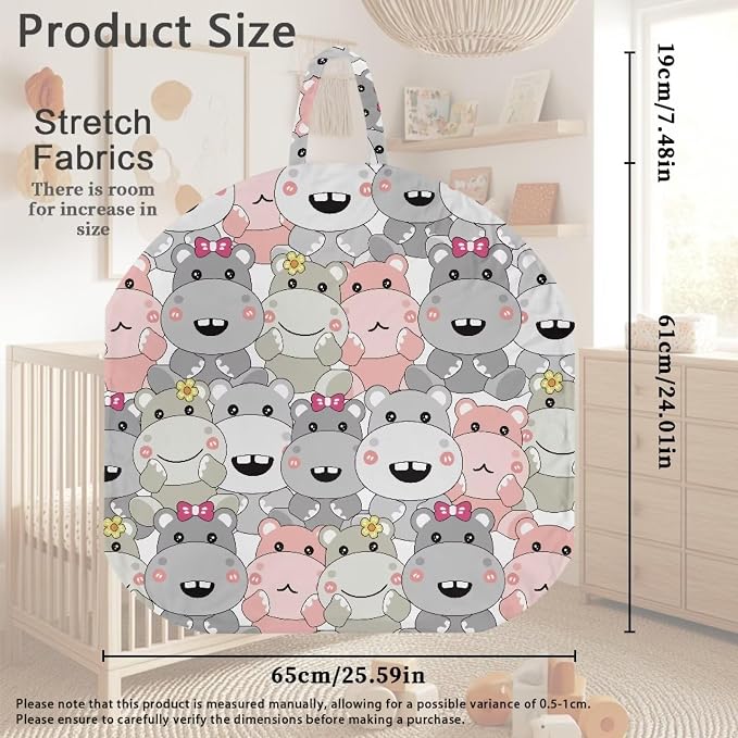 Cute Hippo Nursing Pillow Cover Neutral Breastfeeding Pillow Cover Fits 26in*24in Nursing Pillow for Baby Boy Girl Neutral Baby Nursing Pillow Cover Newborn Gift Choice for Mom