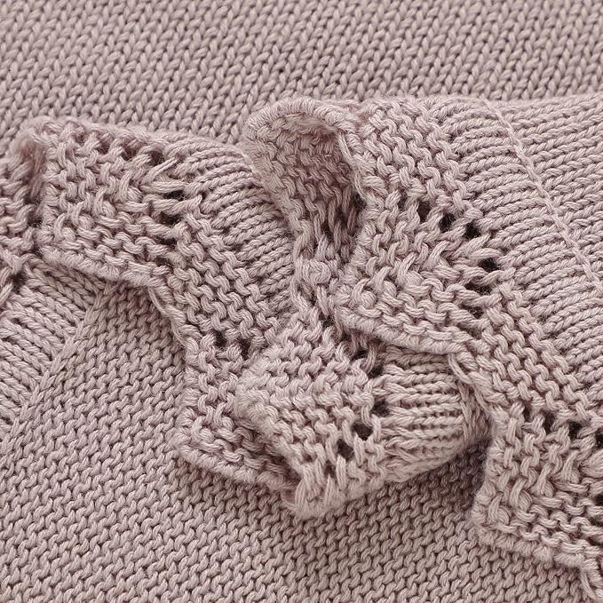 LAWKUL Baby Blanket 100% Traceable Cotton Knit Receiving Blankets Crib Blanket for Newborn Boy Girls 40"x30" White Floral