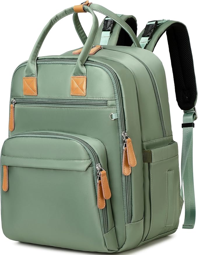 LORADI 18 Pockets Large Diaper Bag Backpack with 4 Insulated Pockets and Stroller Clips, Baby Shower Essentials (Sage, Extra-large)