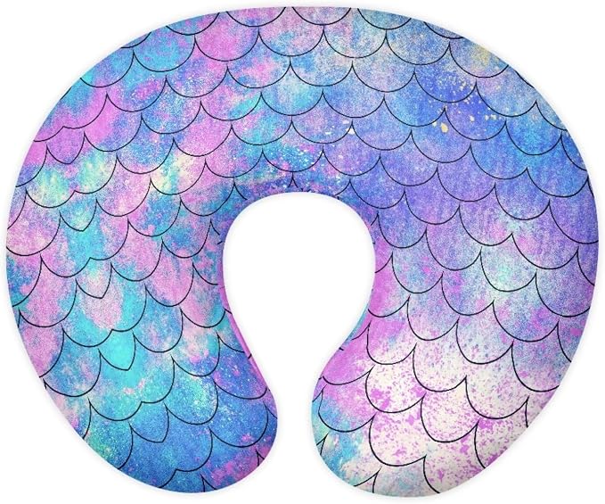 Mermaid Scale Nursing Pillow and Positioner Detachable Original Breastfeeding Newborn Nursing Pillow Case Stretchy Replaceable Head Support Protector Cushion Essentials with Hidden Zipper