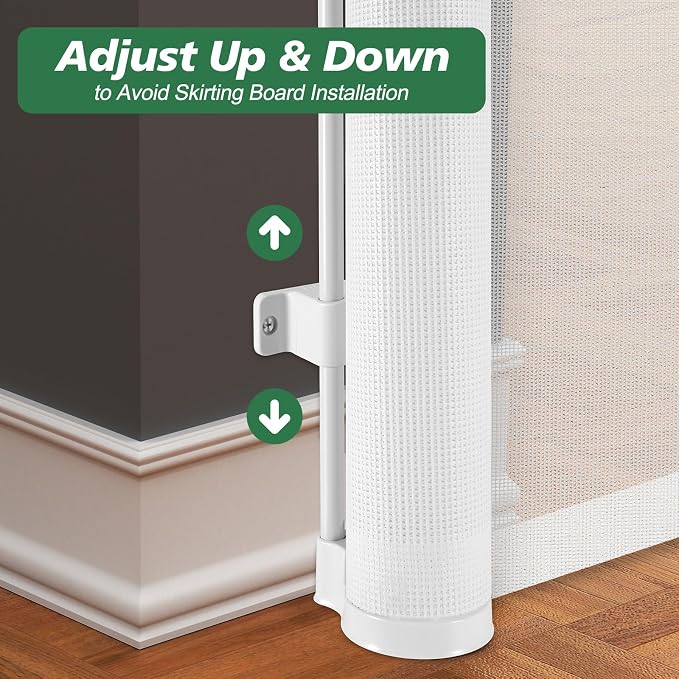 24" Tall X 100" Extra Wide Short Dog Gates to Step Over, Extra Long Short Pet Gate for Doorways, Small Puppy Gates for The House Mesh Doggie Gates for Indoors Outdoor, White