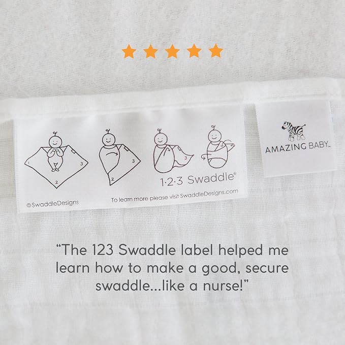 Amazing Baby Muslin Swaddle Blankets for Baby, Newborn Receiving Blanket, 100% Cotton Swaddle Wrap, XLarge, 46 x 46 inches, Milestone Blankets, Set of 3, Love You to The Moon, Soft Black