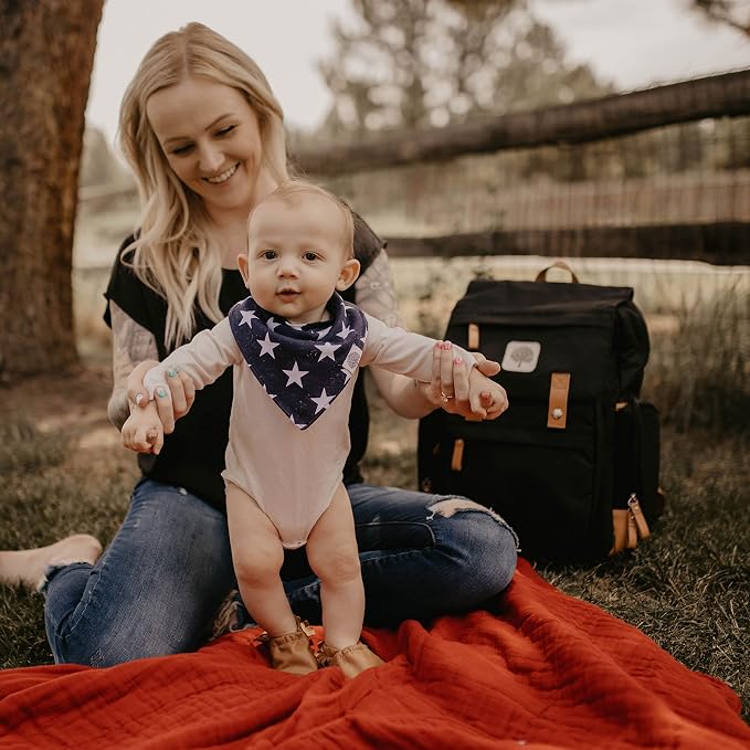 Parker Baby Co. Diaper Backpack - Large Diaper Bag with Insulated Pockets, Stroller Straps and Changing Pad -Birch Bag - Black
