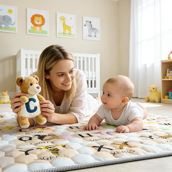 ENVTEK Baby Play Mat for Floor Playpen - 50" X 50" Playpen Mat,Thick One-Piece Crawling, Odorless Floor Mat, Non-Slip Cushioned Baby Playmat for Infants,Babies,Toddlers. Foldable and Machine Washable