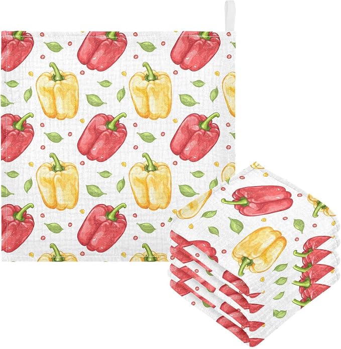 vvfelixl Bell Peppers Baby Burp Cloths Baby Muslin Washcloths for Boys Girls Cotton Babys Face Towel for Newborn Soft 11.8 X 11.8 in, 5 Pack