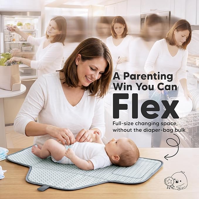 KeaBabies Portable Changing Pad for Baby, Travel ??26 x 21 Wipeable, Waterproof, Foldable Baby Diaper Changing Mat for Diaper Bag, Caddy, Car, Bed, Newborn, Compact Changer Mat Station (Classic Gray)