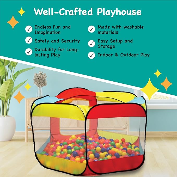 Kids Ball Pit Pop Up Large Tent for Toddlers - Indoor & Outdoor Gift Toys for Infants Girls & Boys, Baby Playpen with Zipper Storage Bag, BallPit Balls Not Included