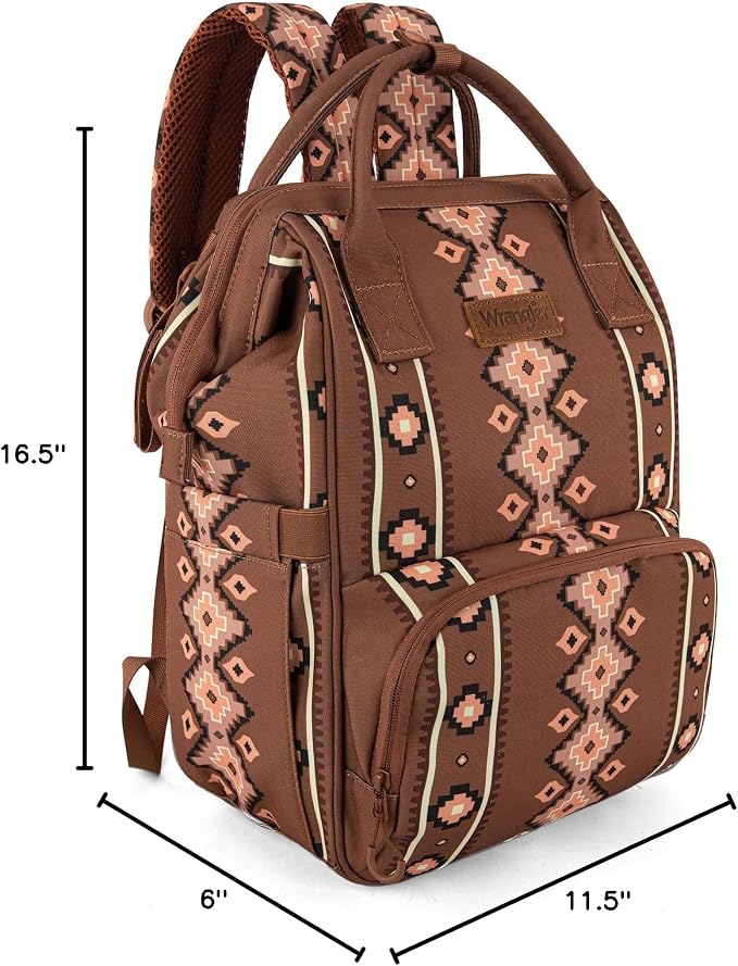 Wrangler Aztec Backpack Organized Daypack Travel Baby Bag with Stroller Strap and Side Bottle Pockets WG2204-9110CM