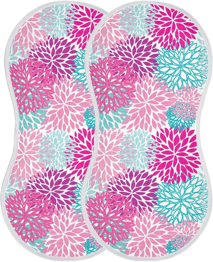 vvfelixl Muslin Burp Cloths Dahlia Flower Print Baby Washcloths for Baby Girl Boys 2 Pack Purple