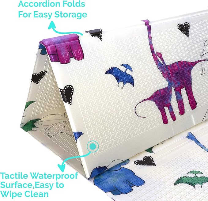 JumpOff Jo Foldable Foam Play Mat ??Large Waterproof Baby & Toddler Activity Floor Mat, Double-Sided 70 x 59 Inch Play Surface