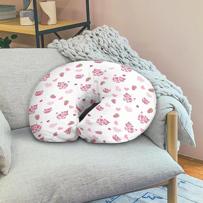 Western Cow Print Nursing Pillow Cover Baby Boy Girl Gender Breastfeeding Slipcover Infant Newborn Nursery Bottle Pillowcase-Pink