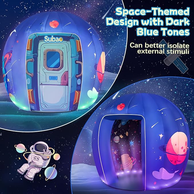 Subao Sensory Tent for Kids & Adults,Astronaut Galaxy Inflatable Light Up Sensory Toys for Autism & ADHD,Kids Tent for Home School Classroom Party Indoor Play,Autism Sensory Products for Calm Corner
