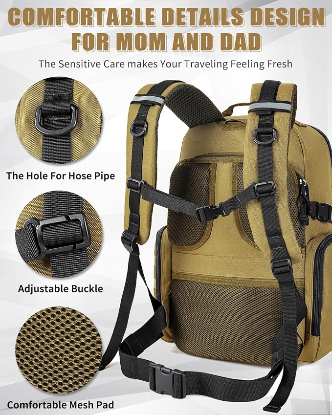 SHARKMOUTH Military Diaper Bag for Dad: Military Baby Backpack with Insulated Changing Pad for Outdoor Dads - MOLLE Webbing & 900D Polyester for Camping Hiking Travel