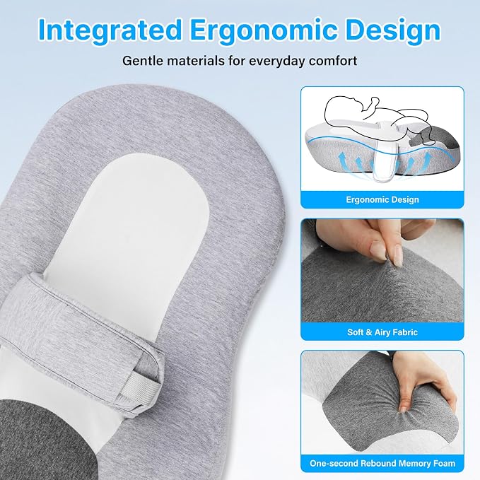 Reflux Pillow for Baby, Baby Feeding Support Wedge Pillow for Reducing Spit-Up, 2 Machine-Washable Pillowcases for Bottle Feeding