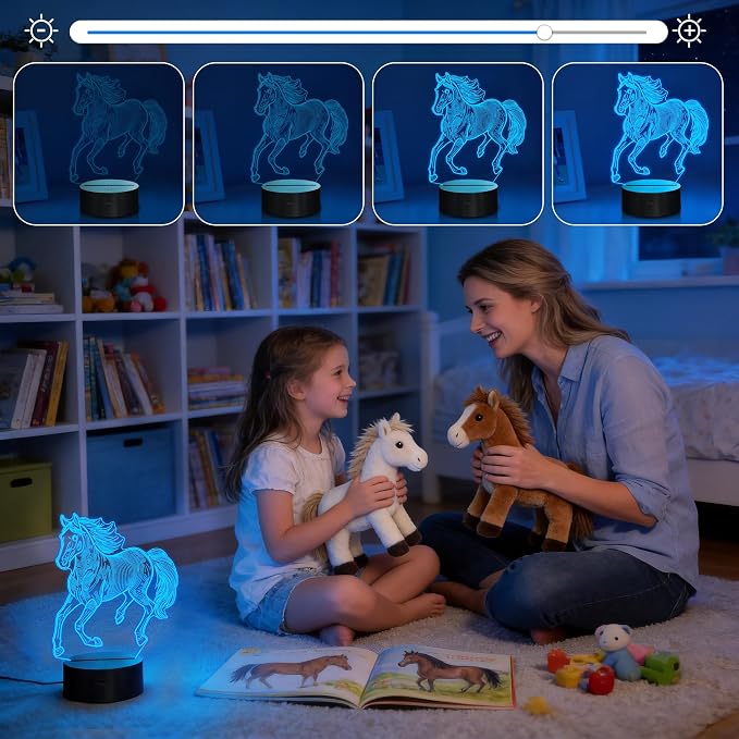 Attivolife Horse 3D Night Light, Horse Gifts for Girls, Illusion LED Lamp with Remote Control + Timer + 16 Color Changing, Kids Boy Animal Room Decor, Birthday Xmas Present for Teen Women Horse Lover