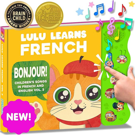 Vol. 3 — Interactive Sound Board Book for Toddlers 1-3, Bilingual English & French Songs & Music, Talking Musical Learning Toy and Gift for Babies & Kids
