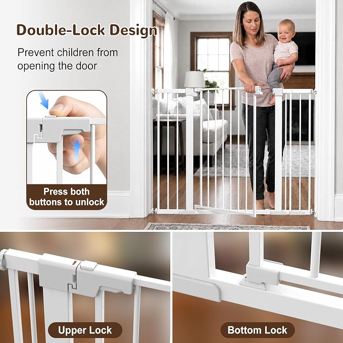 36” Tall Pet Gate with Door 29.7-48.8” Wide Adjustable Baby Gate | Auto Close, Pressure Mount Dog Gates for Doorways No Drilling, Indoor Puppy Gates for the House, Stairways, Hallways