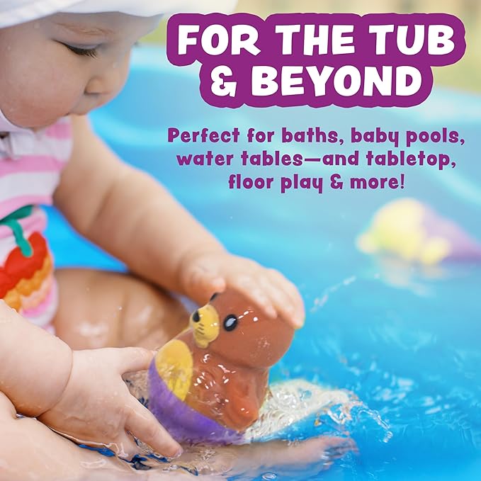 Tub Works® Tub Bobbers??Bob, Wobble & Float Upright Toddler Bath Toys, 6 Pack | Unique Wobbling Action | Sealed, No Hole Baby Bath Toys | Engaging Bathtub Toys for Kids | Water Table & Baby Pool Play