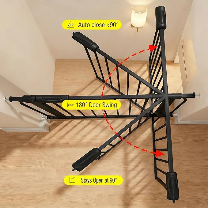 Extra Wide Baby Gate Tension Indoor Safety Gates Black Metal Large Pressure Mounted Pet Gate Walk Through Long Safety Dog Gate for The House Doorways Stairs (38.58"-43.31"/98-110CM, Black)