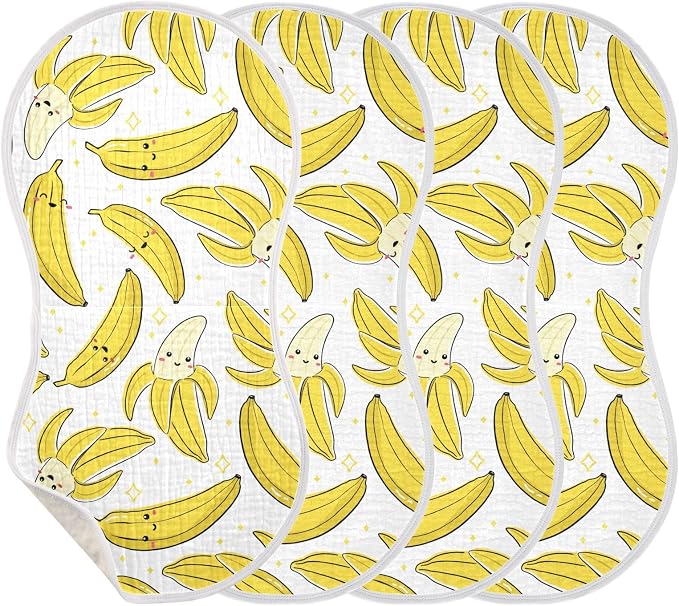 vvfelixl Burp Cloths Cute Bananas for Baby Boy Girls Baby Washcloths Burp Rags 1 Pack White