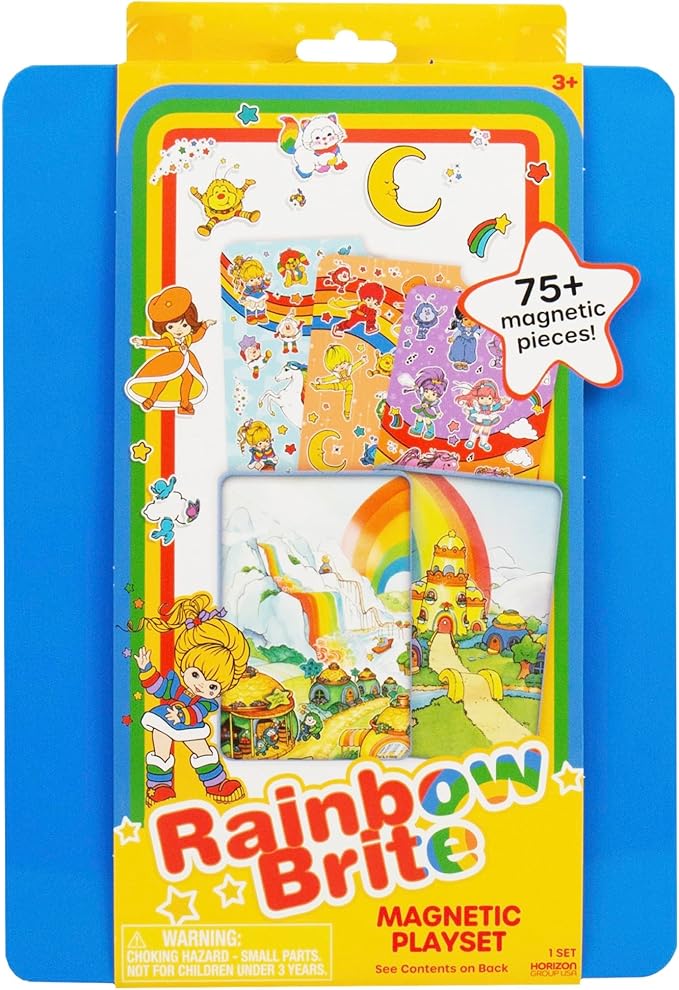 Rainbow Brite Magnetic Playset, 75 Characters & Accessories, Reusable Storage Tin and Play Scene, Fun Toddler Toys, Mess Free Travel Games & Road Trip Essentials, 4 Year Old Girl Birthday Gifts