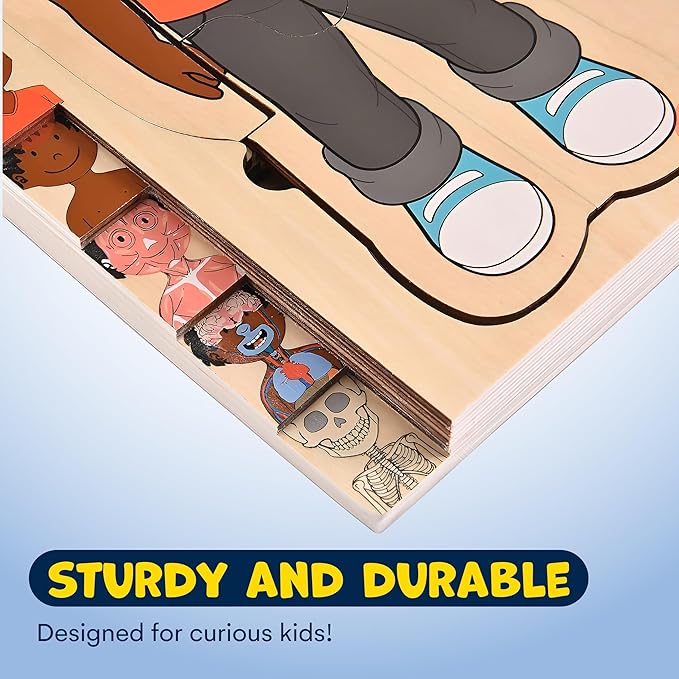 Kidzlane African American Boy Wooden My Body Puzzle for Toddlers - 29 Piece Girls Anatomy Puzzle Kid Play Set - Anatomy for Kids, Skeleton Toys for Kids Ages 3 Plus