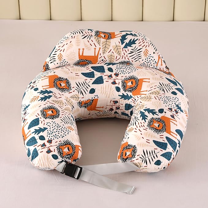 Nursing Pillow for Breastfeeding,Ergonomic Baby Feeding Pillows with Removable Washable Cotton Slipcover, Adjustable Waist Strap,Plus Size,More Support for Mom and Baby(Lion)